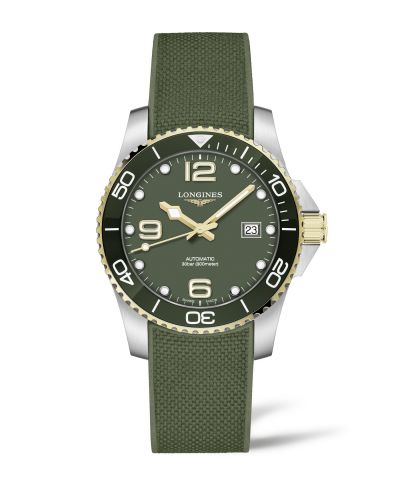 Longines HydroConquest 41 Automatic Stainless Steel Yellow Gold Green Rubber