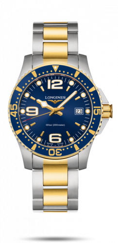 Longines HydroConquest 41 Quartz Stainless Steel Yellow Gold Blue Bracelet