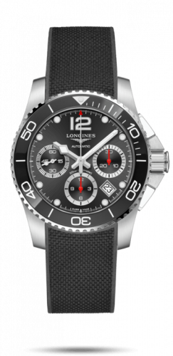 Longines HydroConquest 41 Automatic Chronograph Stainless Steel Ceramic Black Rubber