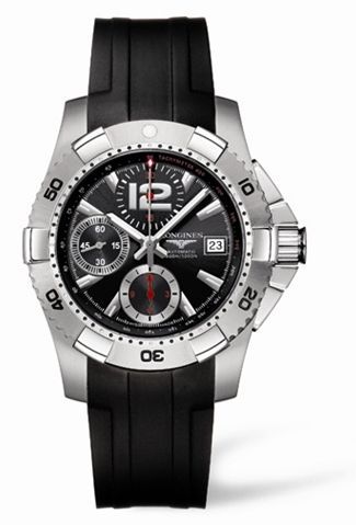 Longines Hydroconquest Chronograph Tachymeter Black Rubber