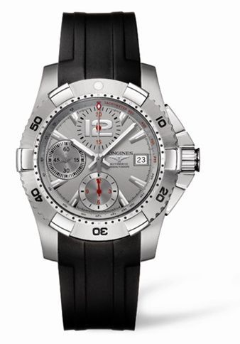Longines Hydroconquest Chronograph Tachymeter Silver Rubber