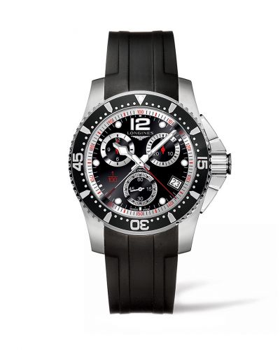 Longines Hydroconquest 41 Quartz Chronograph Stainless Steel Black Rubber