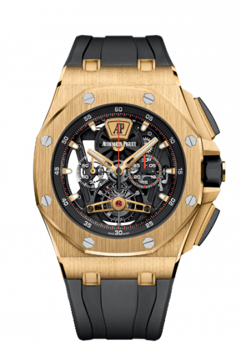 Audemars Piguet Royal Oak Offshore Tourbillon Chronograph Openworked Yellow Gold Rubber