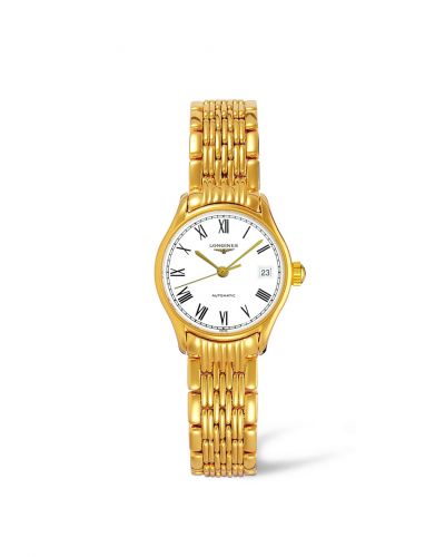 Longines Lyre 25 Automatic PVD Gold White - Roman Bracelet