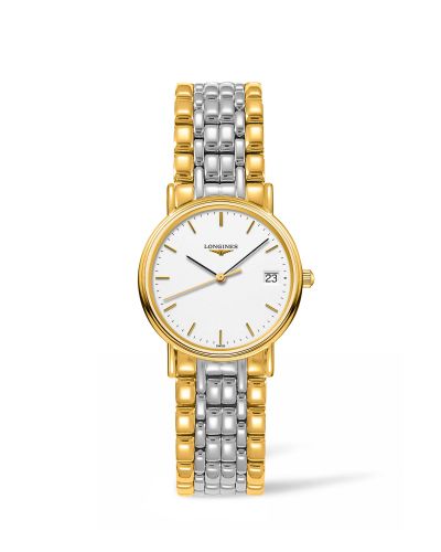 Longines Presence Quartz 30mm PVD Gold White Bracelet