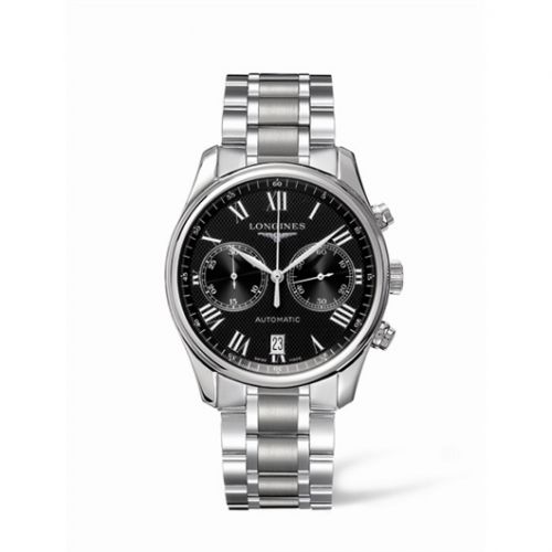 Longines Master Collection Chronograph 40 Stainless Steel Black - Roman Bracelet