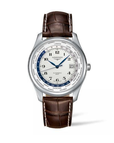 Longines Master Collection 42 World Time Stainless Steel Silver-Arabic Alligatro XL