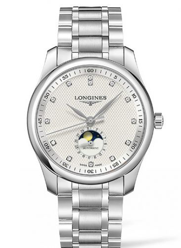 Longines Master Collection 40 Moonphase Stainless Steel Silver-Diamond Bracelet