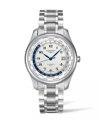 Longines Master Collection 42 World Time Stainless Steel Silver-Arabic Bracelet