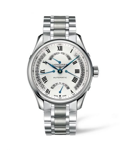 Longines Master Collection 44 Retrograde Stainless Steel Silver-Roman Bracelet