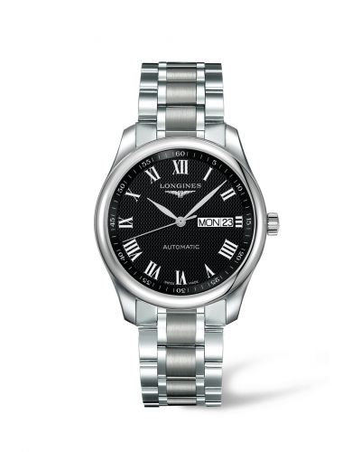 Longines Master Collection 38.5 Day Date Stainless Steel Black-Roman Bracelet