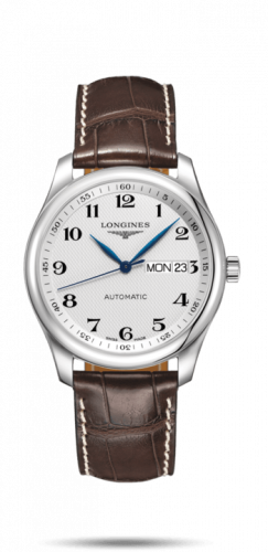 Longines Master Collection 38.5 Day Date Stainless Steel Silver-Arabic Alligator XL