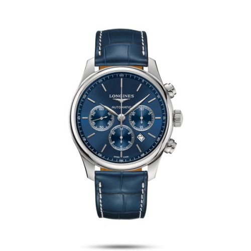 Longines Master Collection 44 Chronograph Stainless Steel Blue Alligator