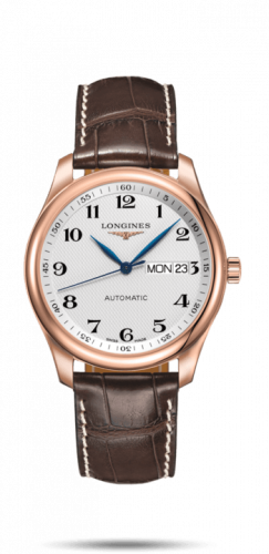 Longines Master Collection 38.5 Day Date Pink Gold Silver-Arabic Alligator XL