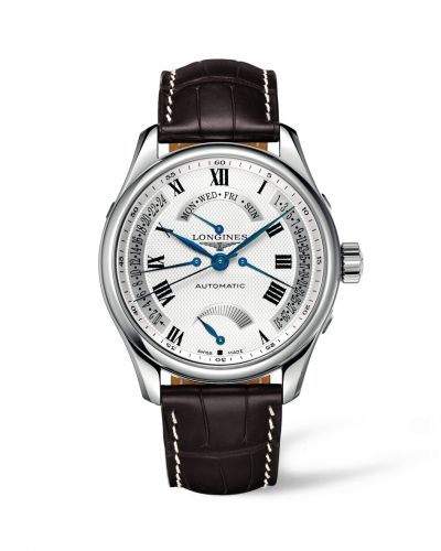 Longines Master Collection 44 Retrograde Power Reserve Stainless Steel Silver-Roman Alligator XL