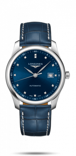 Longines Master Collection 40 Date Stainless Steel Blue-Diamond Alligator