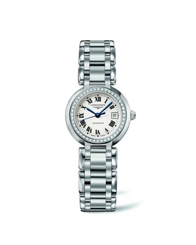Longines PrimaLuna Automatic 26.5 Stainless Steel Diamond Silver - Roman Bracelet