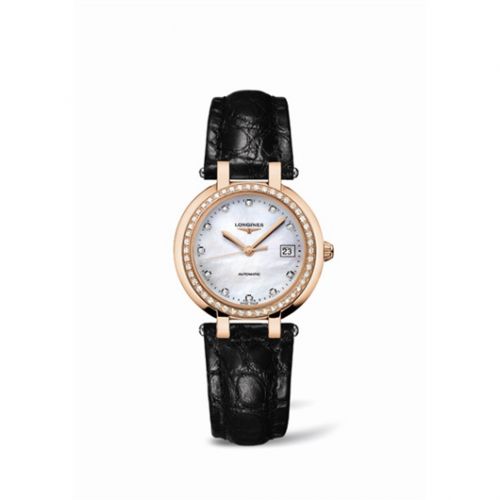 Longines PrimaLuna Automatic 30 Pink Gold Diamond Leather MOP