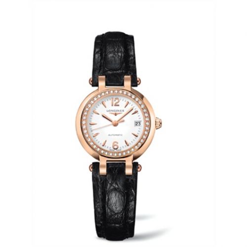 Longines PrimaLuna Automatic 26.5 Pink Gold Leather Diamond Arabic
