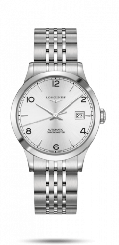 Longines Record 38.5mm Stainless Steel Silver-Arabic Bracelet