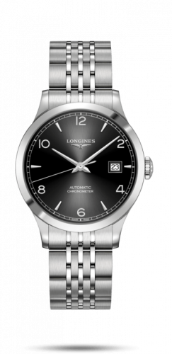 Longines Record 38.5mm Stainless Steel Black Arabic Bracelet