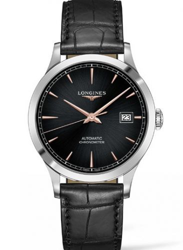Longines Record 40mm Stainless Steel Black Alligator Russia