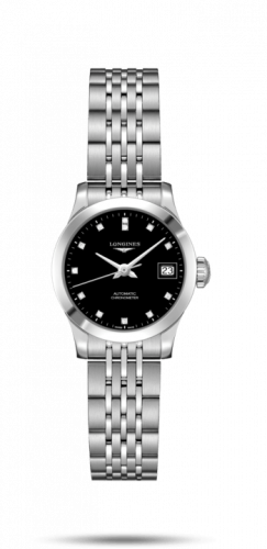 Longines Record 26mm Stainless Steel Black-Diamond Bracelet