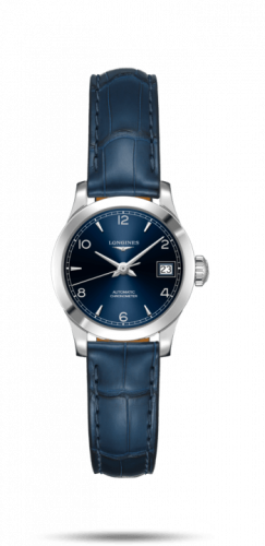 Longines Record 26mm Stainless Steel Blue-Arabic Alligator