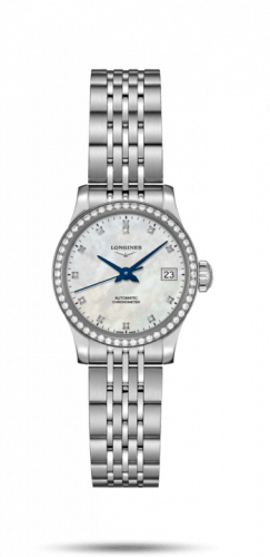 Longines Record 26mm Stainless Steel Diamond MOP-Diamond Bracelet