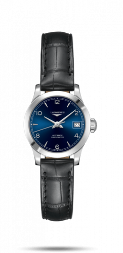 Longines Record 26mm Stainless Steel Blue-Arabic Alligator