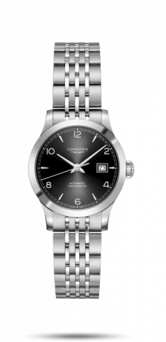 Longines Record 30mm Stainless Steel Black-Arabic Bracelet