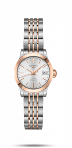 Longines Record 26mm Stainless Steel Pink Gold Silver Bracelet