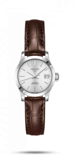 Longines Record 26mm Stainless Steel Silver Alligator