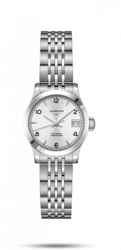 Longines Record 26mm Stainless Steel Silver-Arabic Bracelet