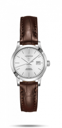 Longines Record 30mm Stainless Steel Silver Alligator