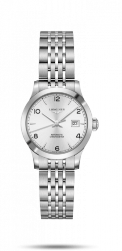 Longines Record 30mm Stainless Steel Silver-Arabic Bracelet