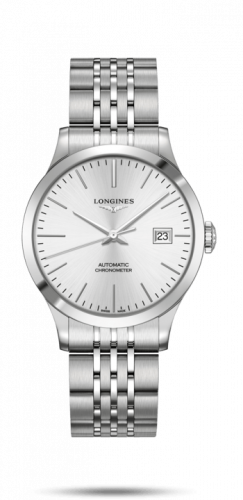 Longines Record 38.5mm Stainless Steel Silver Bracelet