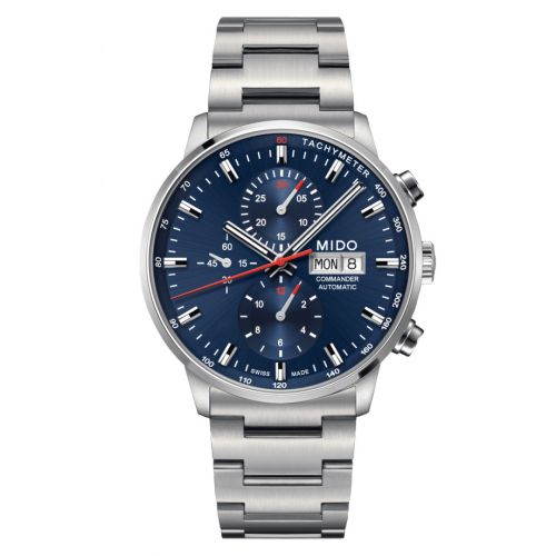 Mido Commander Chronograph Stainless Steel Blue Bracelet