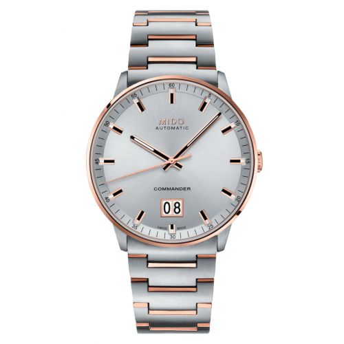 Mido Commander Big Date Stainless Steel - Rose Gold Silver Bracelet