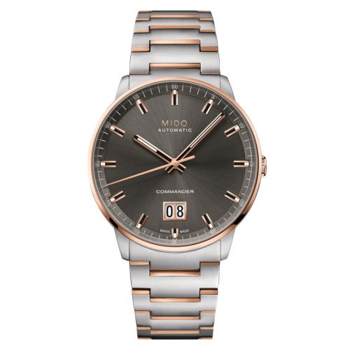 Mido Commander Big Date Stainless Steel - Rose Gold Grey Bracelet