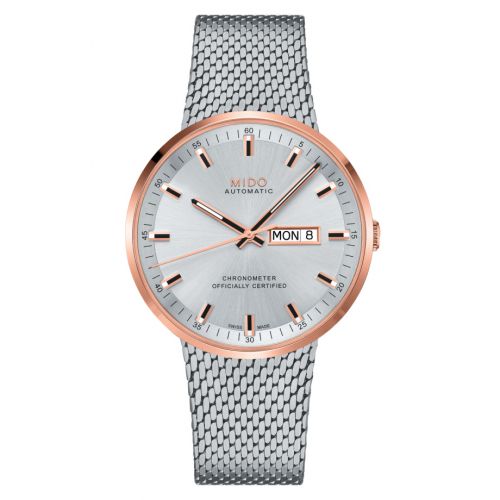 Mido Commander Icône Stainless Steel - Rose Gold Silver Bracelet