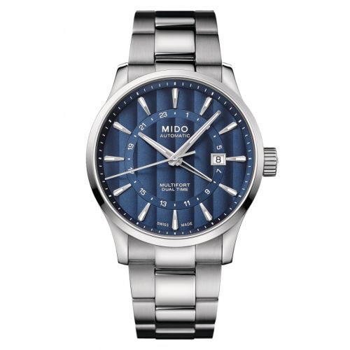 Mido Multifort Dual Time Stainless Steel Blue Bracelet