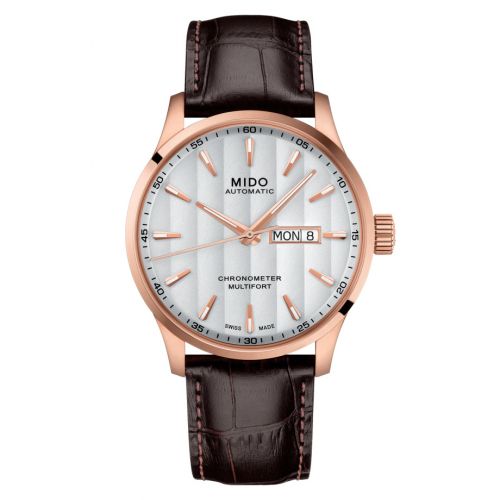 Mido Multifort Chronometer 1 Rose Gold Silver Strap