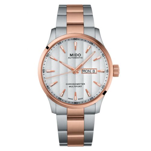 Mido Multifort Chronometer 1 Stainless Steel Rose Gold Silver Bracelet