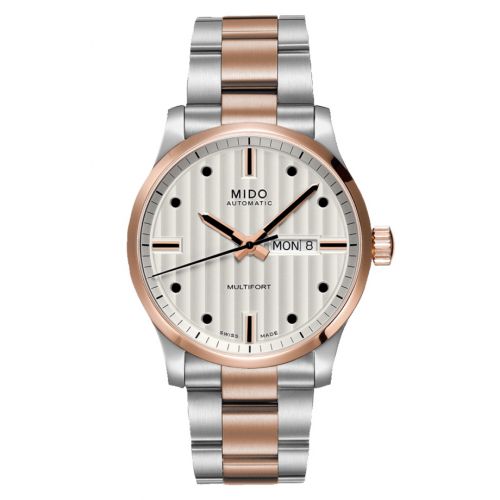 Mido Multifort Gent Stainless Steel Rose Gold Silver Bracelet