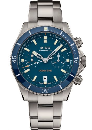 Mido Ocean Star Chronograph Stainless Steel Blue