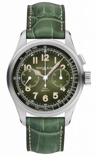 Montblanc 1858 Monopusher Chronograph 40 Stainless Steel Green Alligator