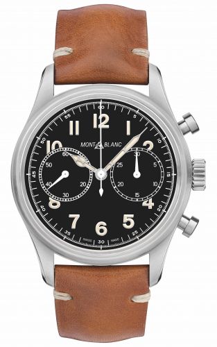 Montblanc 1858 Automatic Chronograph Stainless Steel Black Calf