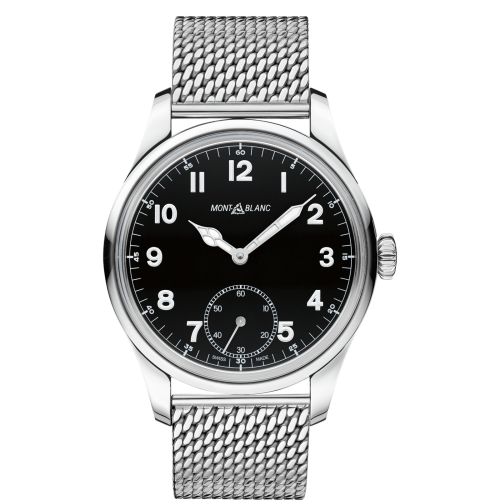 Montblanc 1858 Manual Small Second Stainless Steel Black Mesh