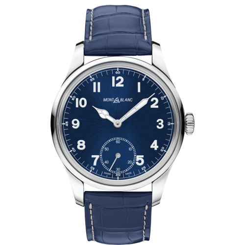 Montblanc 1858 Manual Small Second Stainless Steel Blue